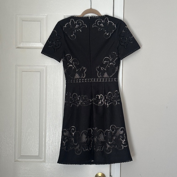 Women's Reiss Tinley Lace Dress Black Nude Slip Size 4 Cocktail Party Formal - Picture 4 of 9